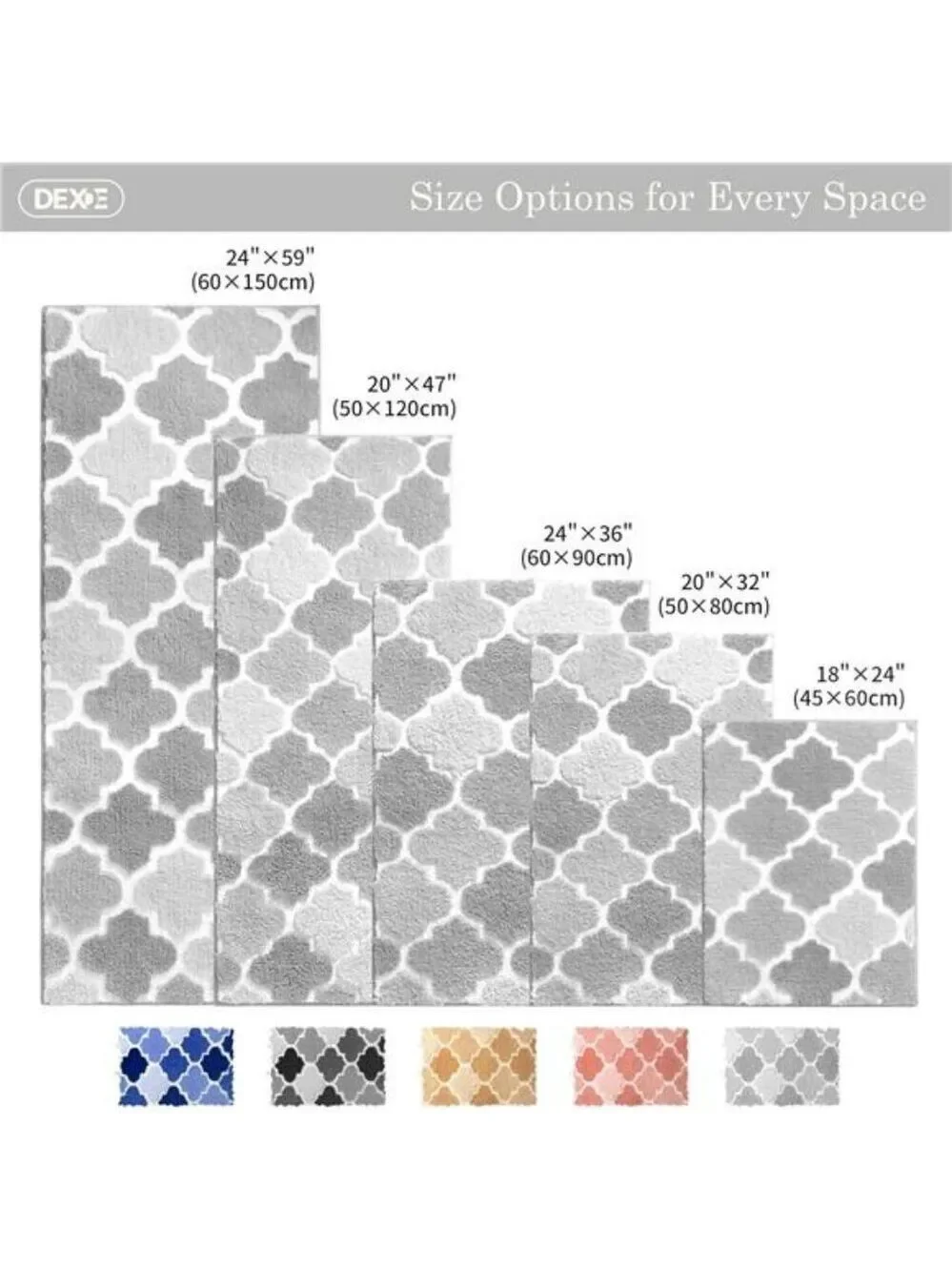 Gray Bathroom Rug Non Slip Checkered Bath Mat Plush Absorbent Shaggy Floor Carpe